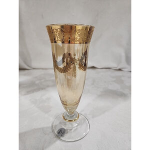 TF Imports Vintage 24K Gold Encrusted Footed Goblet Glass